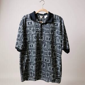 Vintage Bugle Boy Blue Navy Short Sleeve Polo Large